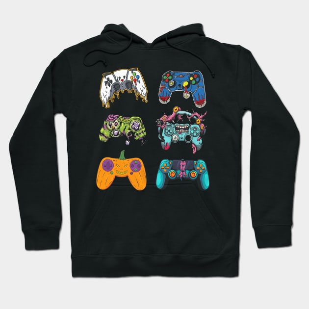 Skeleton Zombie Halloween For Gamer Boys Gaming Controllers Hoodie by everetto